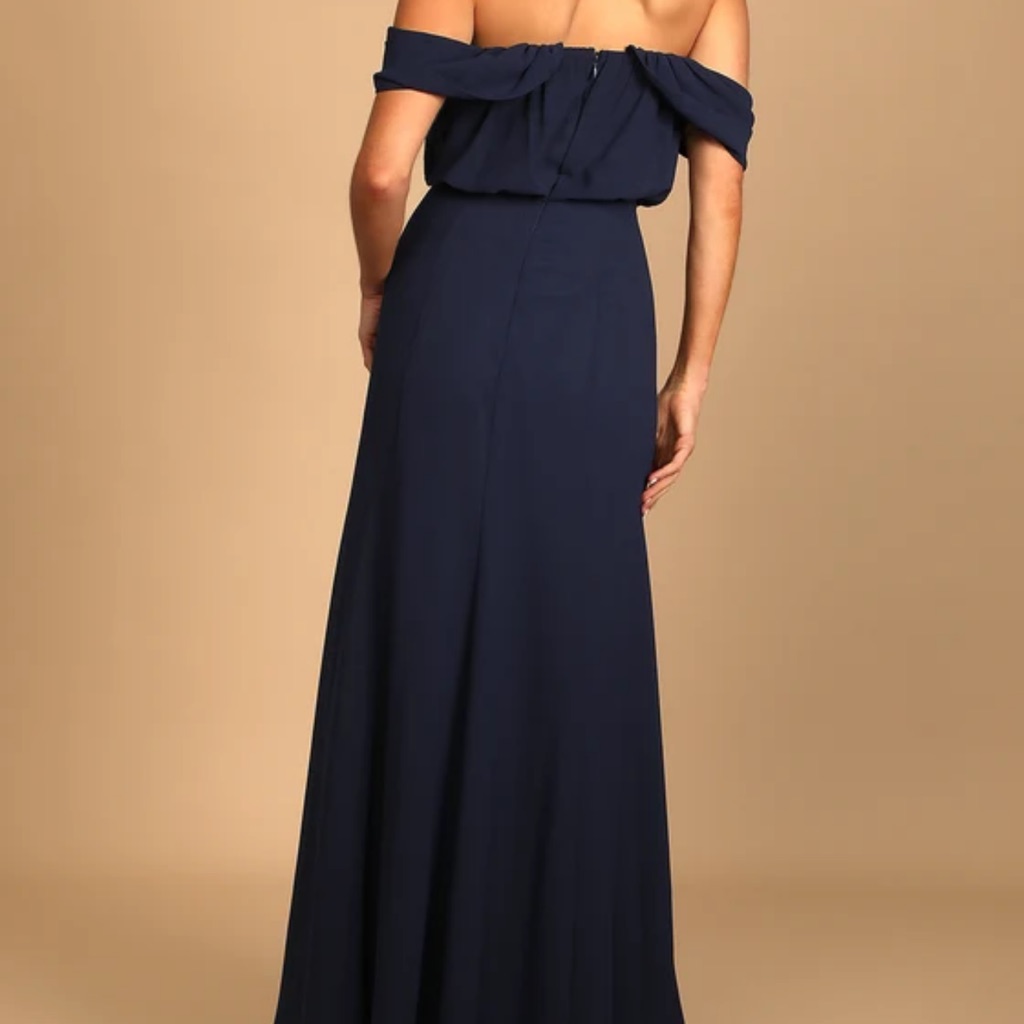 Enduring Love Navy Blue Off-The-Shoulder Maxi Dress - Lulus Bridesmaids Dress
